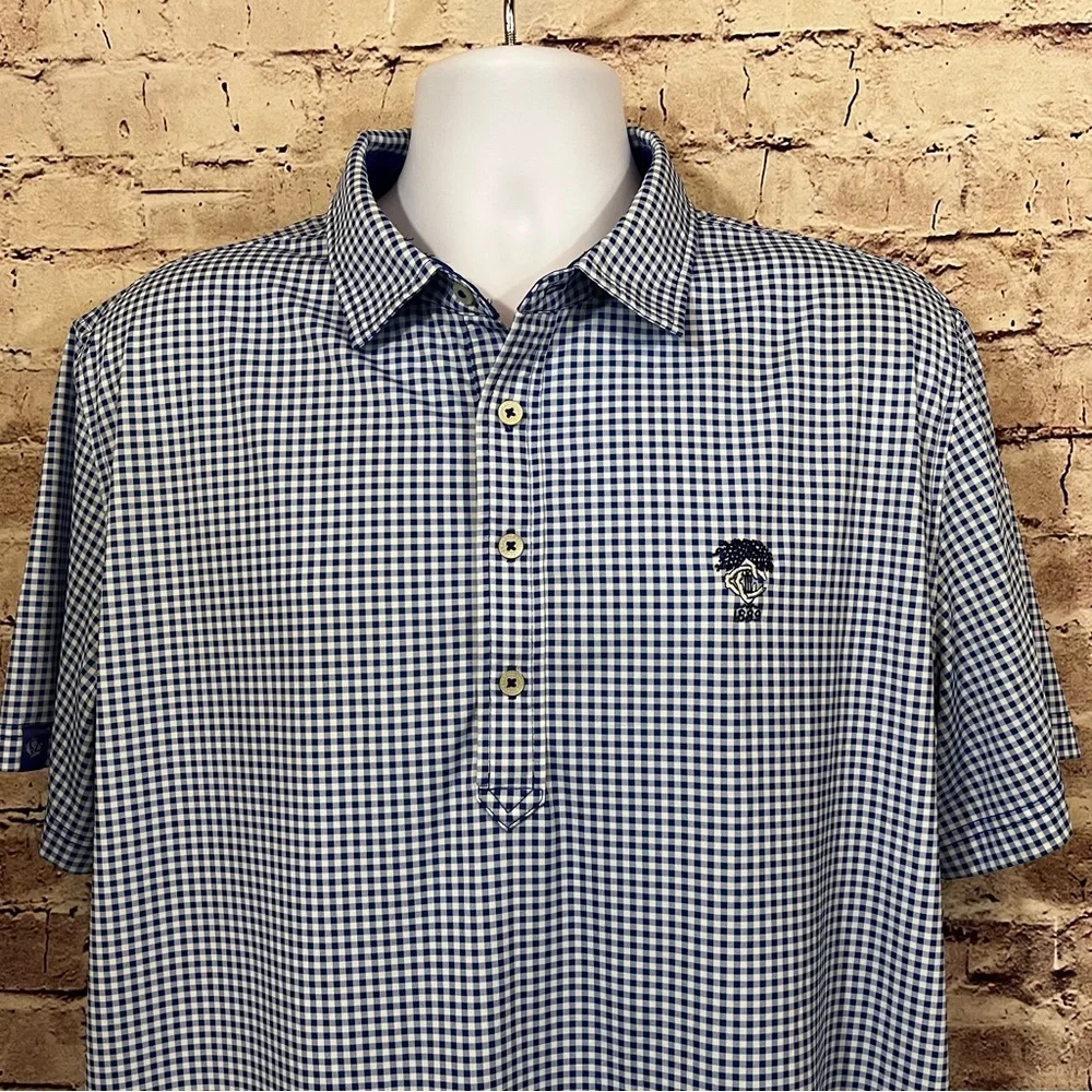 Donald Ross Sport Blue Check Short Sleeve Polo - Picture 2 of 9